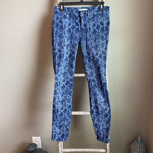 Snake print blue jeans size 27 - Picture 1 of 7